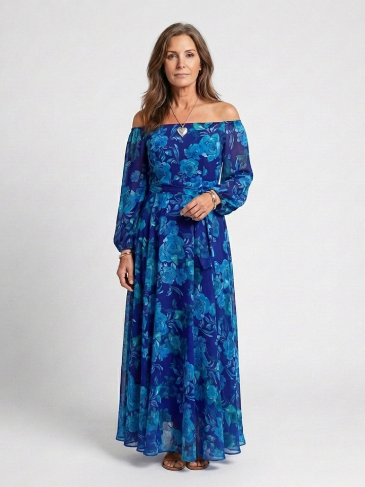 Emeline New York™ | Off Shoulder Floral Maxi Dress