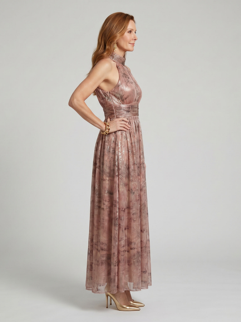 Emeline New York™ | Textured Finish Sleeveless Midi Dress