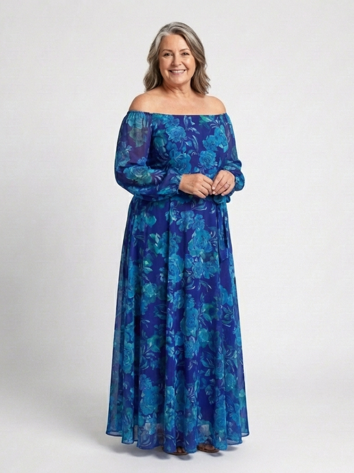 Emeline New York™ | Off Shoulder Floral Maxi Dress