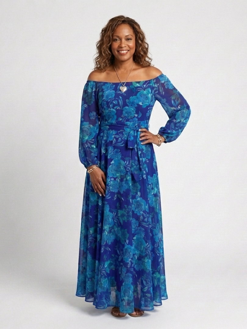 Emeline New York™ | Off Shoulder Floral Maxi Dress