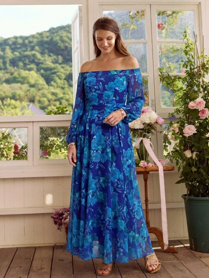 Emeline New York™ | Off Shoulder Floral Maxi Dress