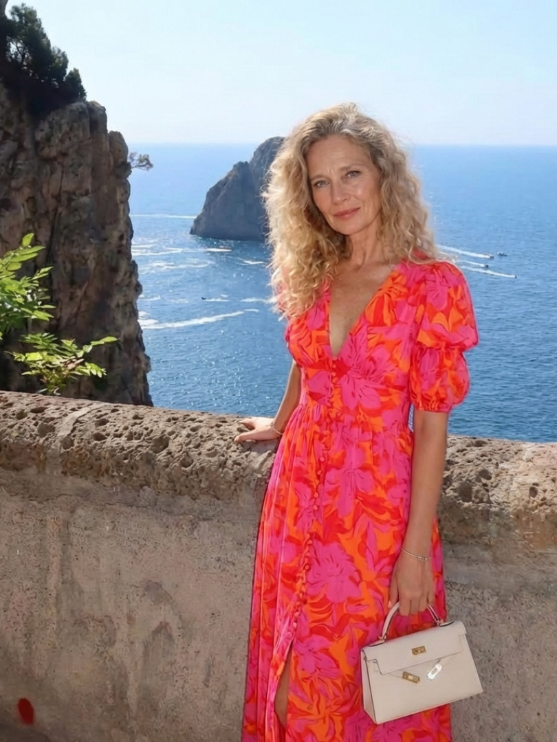 Stella &amp; Grace™ | Floral V Neck Puff Sleeve Midi Dress