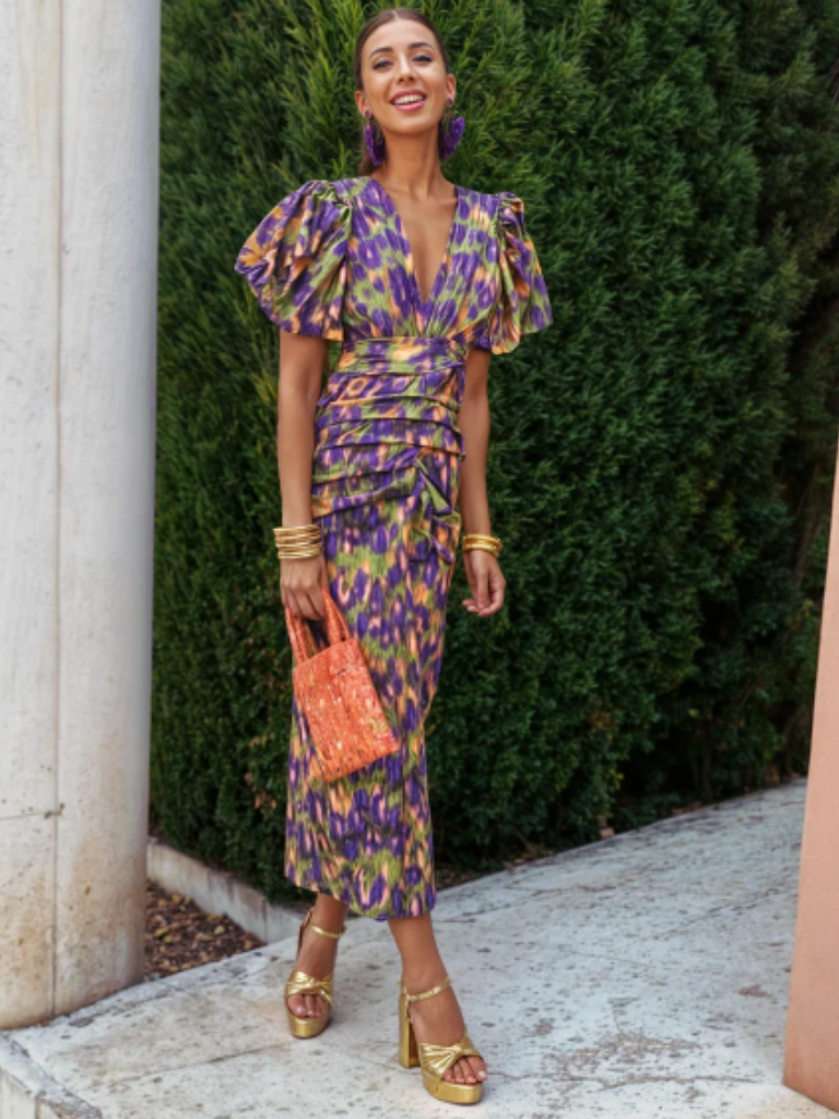 Emeline New York™ | Vivid Pleated Midi Dress