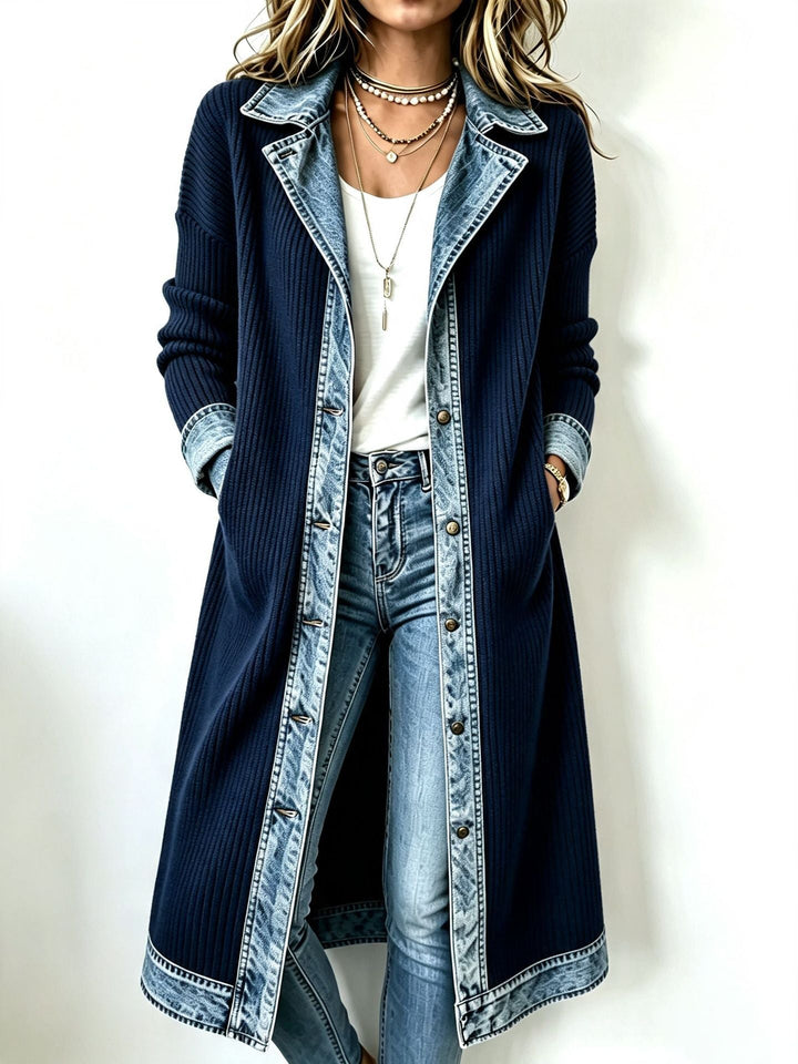 Riley | Denim-Trim Longline Cardigan