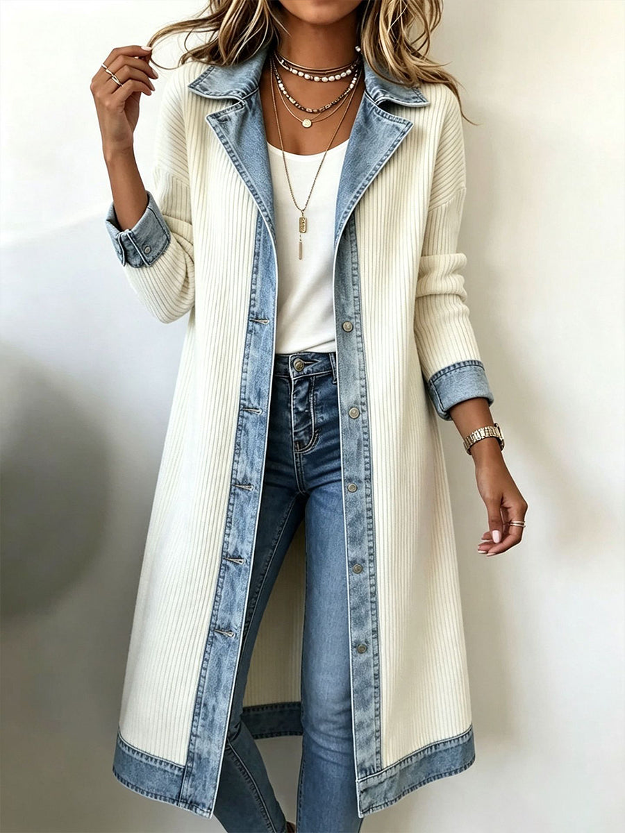 Riley | Denim-Trim Longline Cardigan